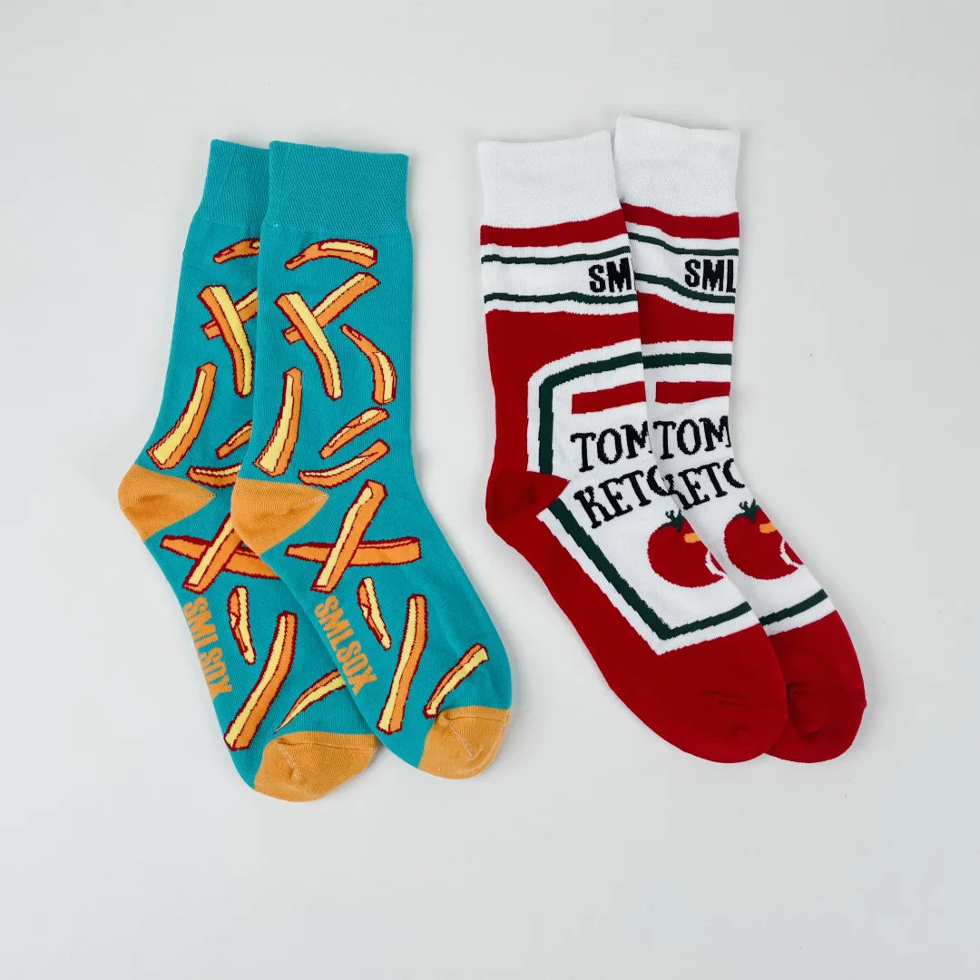 Cotton Blend Novelty Food Print Mid Calf Unisex Socks