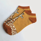 Cotton Blend Giraffe Print Ankle Socks