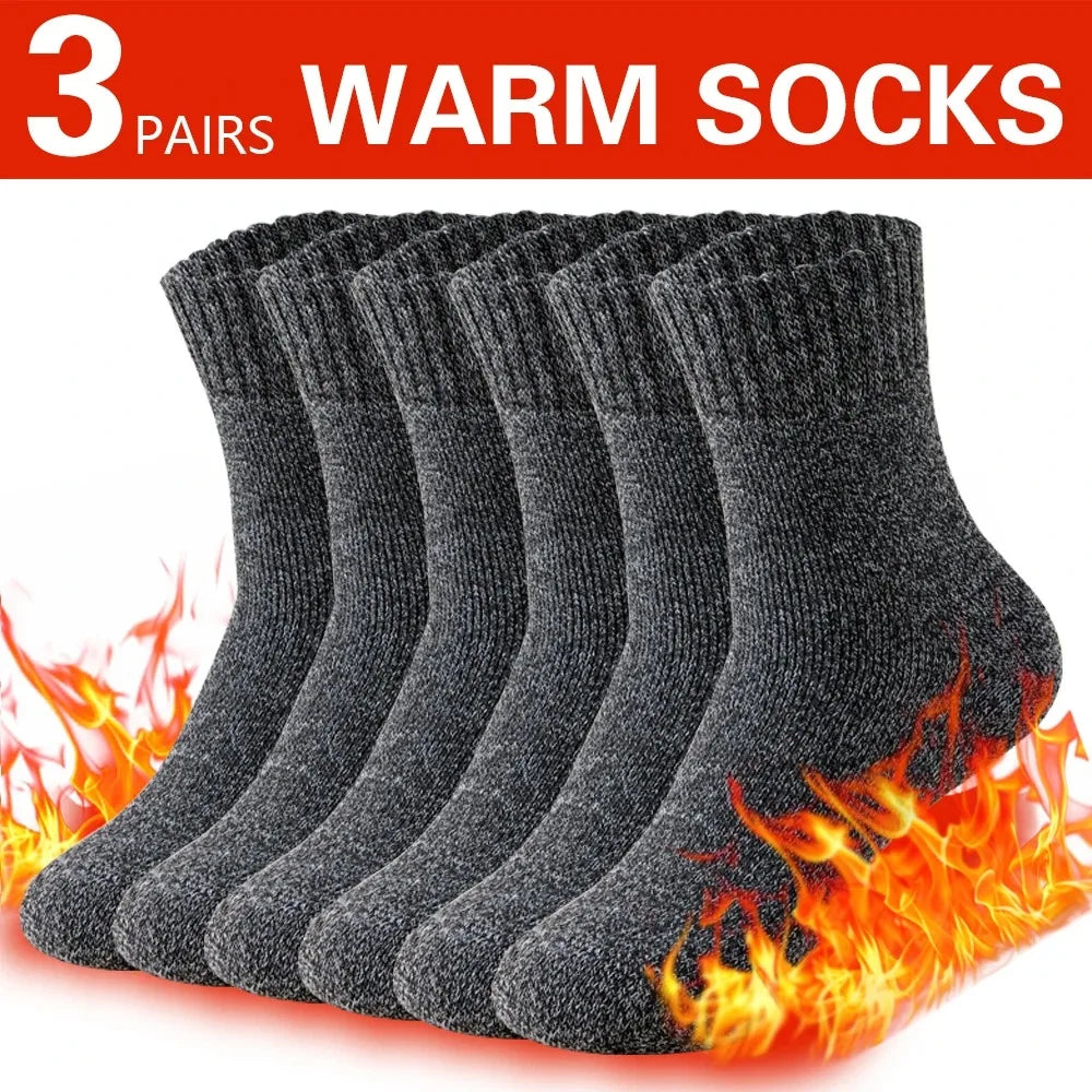 Polyester Elastane Knit Crew Socks Three Pair Set