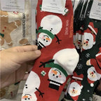 Polyester Elastane Christmas Print Casual Socks
