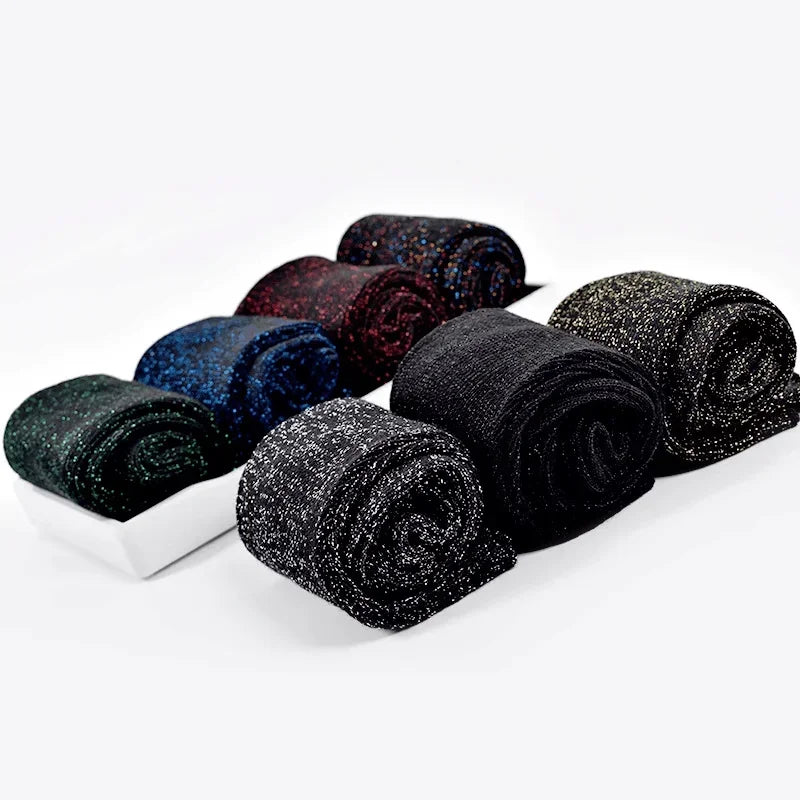 Shiny Metallic Cotton Blend Mid Tube Casual Socks