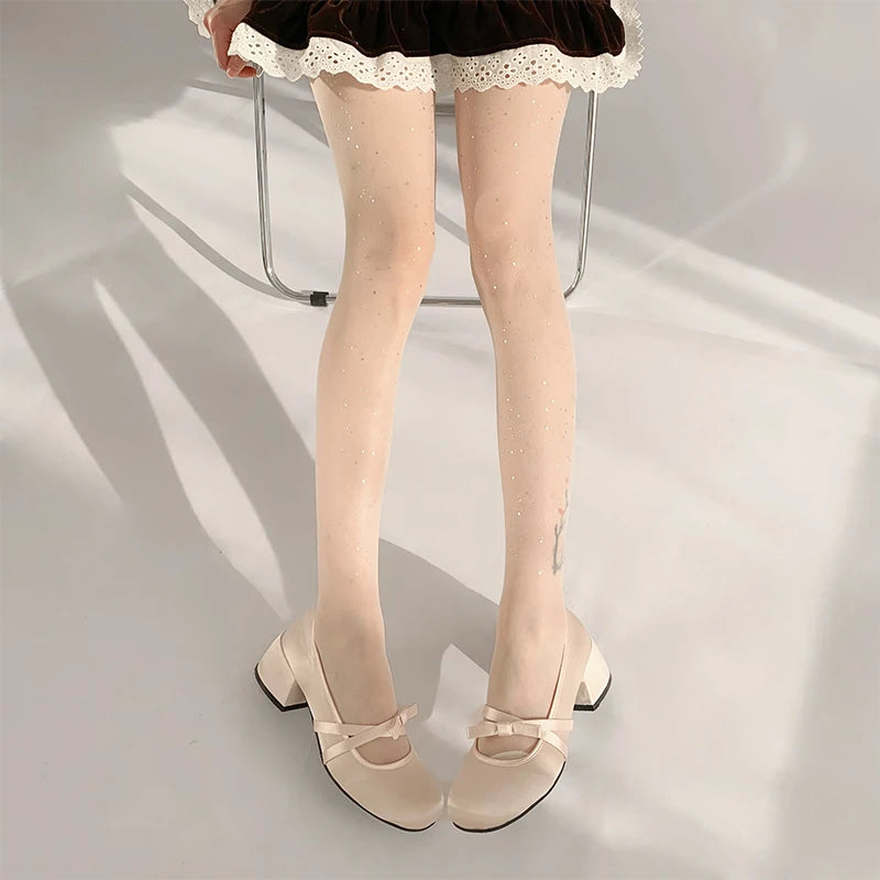 Polyester Elastane Sequin Sheer Pantyhose - 22