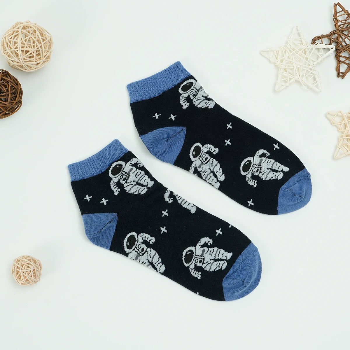 Cotton Blend Astronaut Print Ankle Socks - 2
