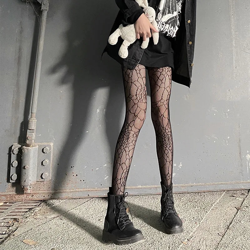 Floral Pattern Nylon Mesh Tights
