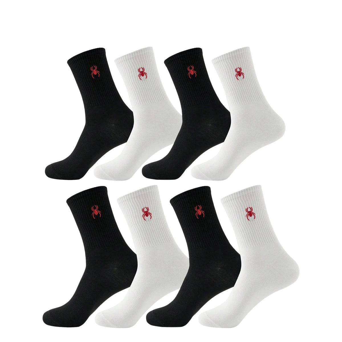 Polyester Elastane Crew Socks Spider Pattern