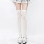 Nylon Elastane Bowknot Thigh High Stockings