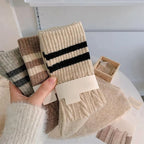 Polyester Elastane Striped Mid Tube Socks