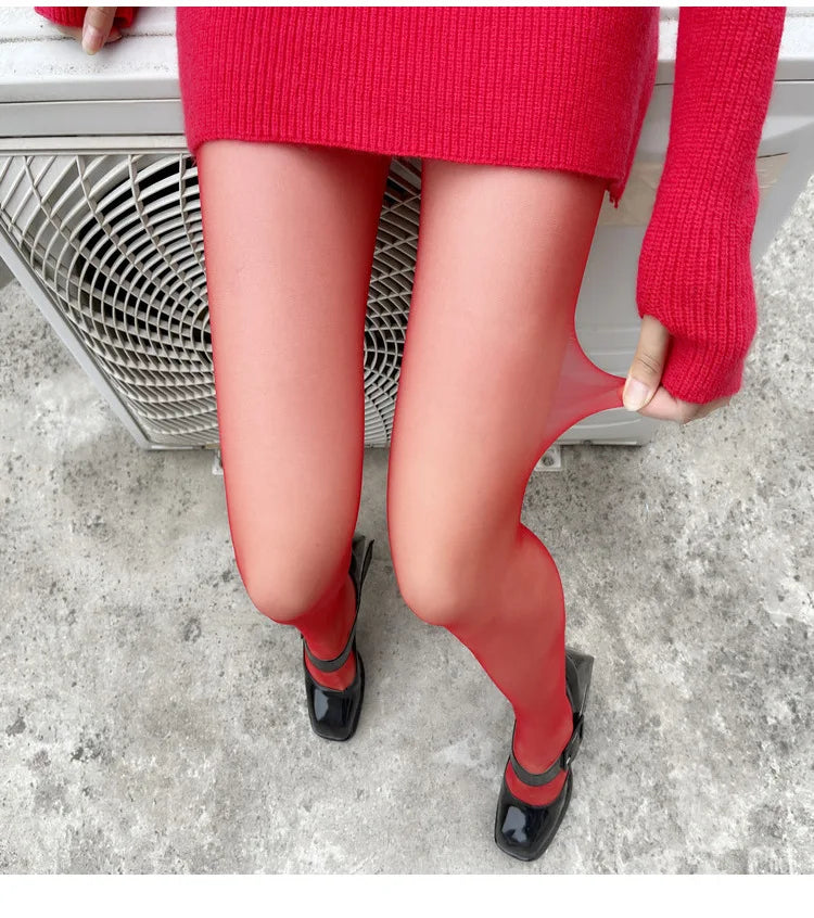 Solid Polyester Elastane Slim Fit Pantyhose Tights