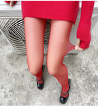 Solid Polyester Elastane Slim Fit Pantyhose Tights