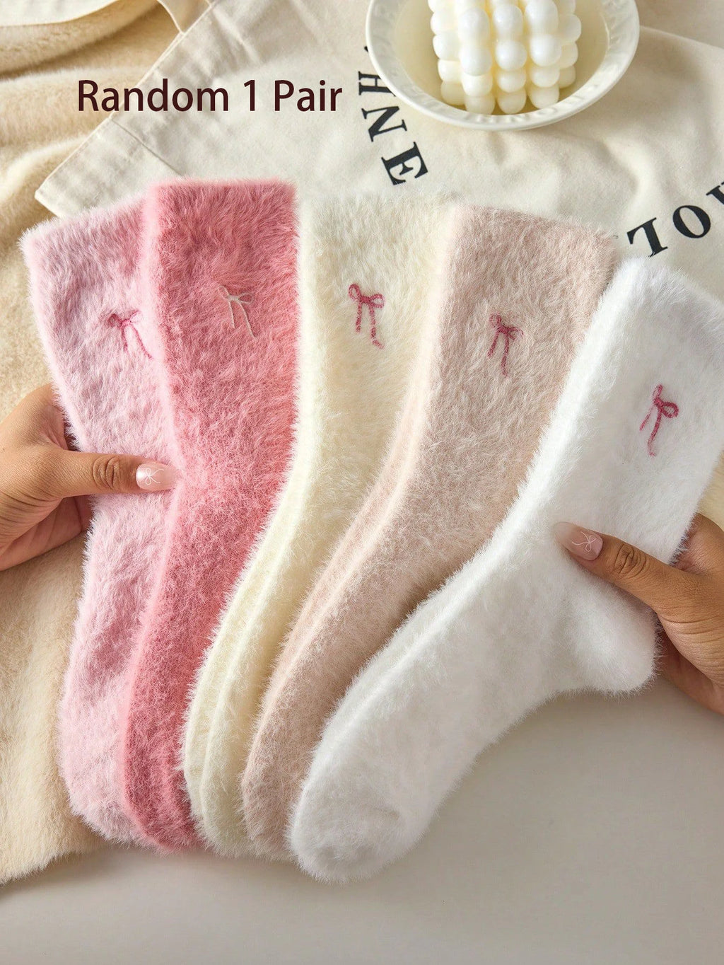 Polyester Elastane Knit Mid Tube Casual Socks
