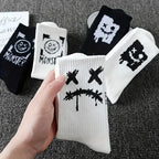 Polyester Spandex Graffiti Crew Socks