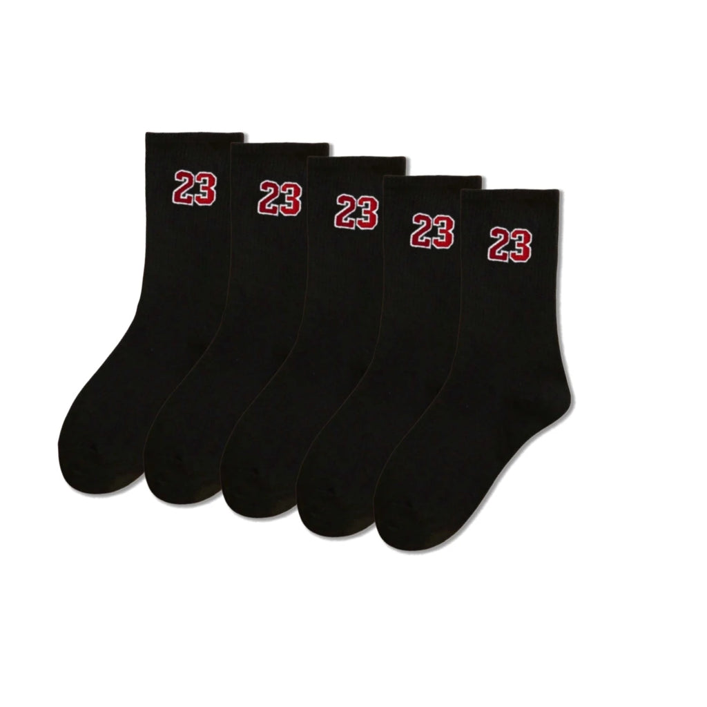 Polyester Elastane Crew Socks Number 23 Pattern