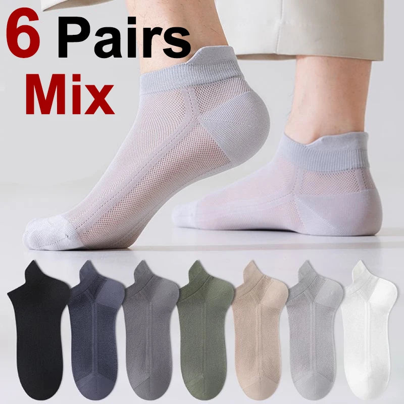 Cotton Polyester Ankle Socks Breathable Mesh Summer Casual Footwear - 25