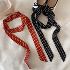Polka Dot Polyester Long Ribbon Scarf Headband