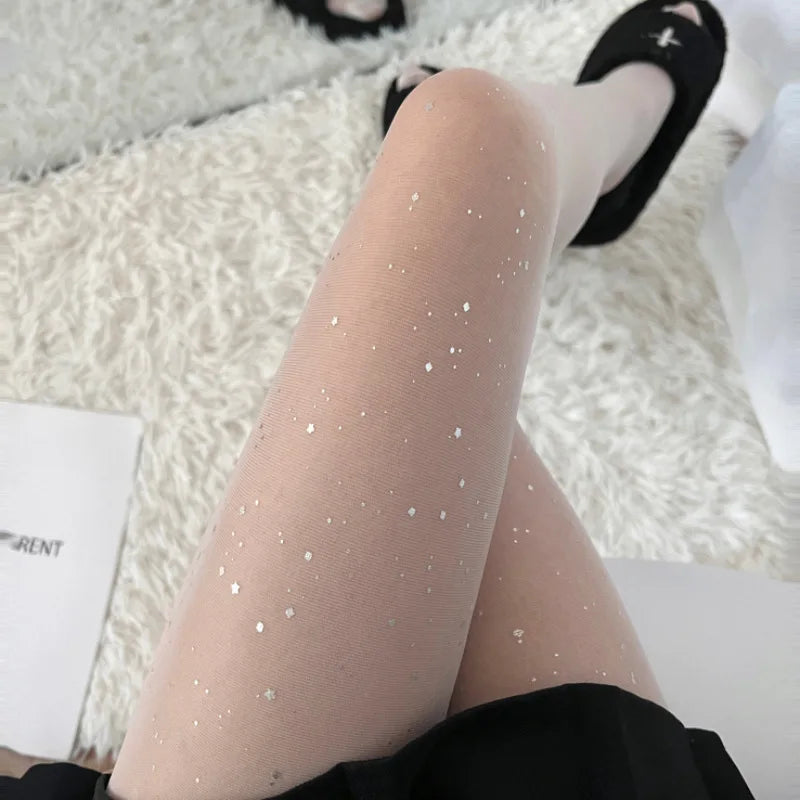 Polyester Elastane Sequin Sheer Pantyhose