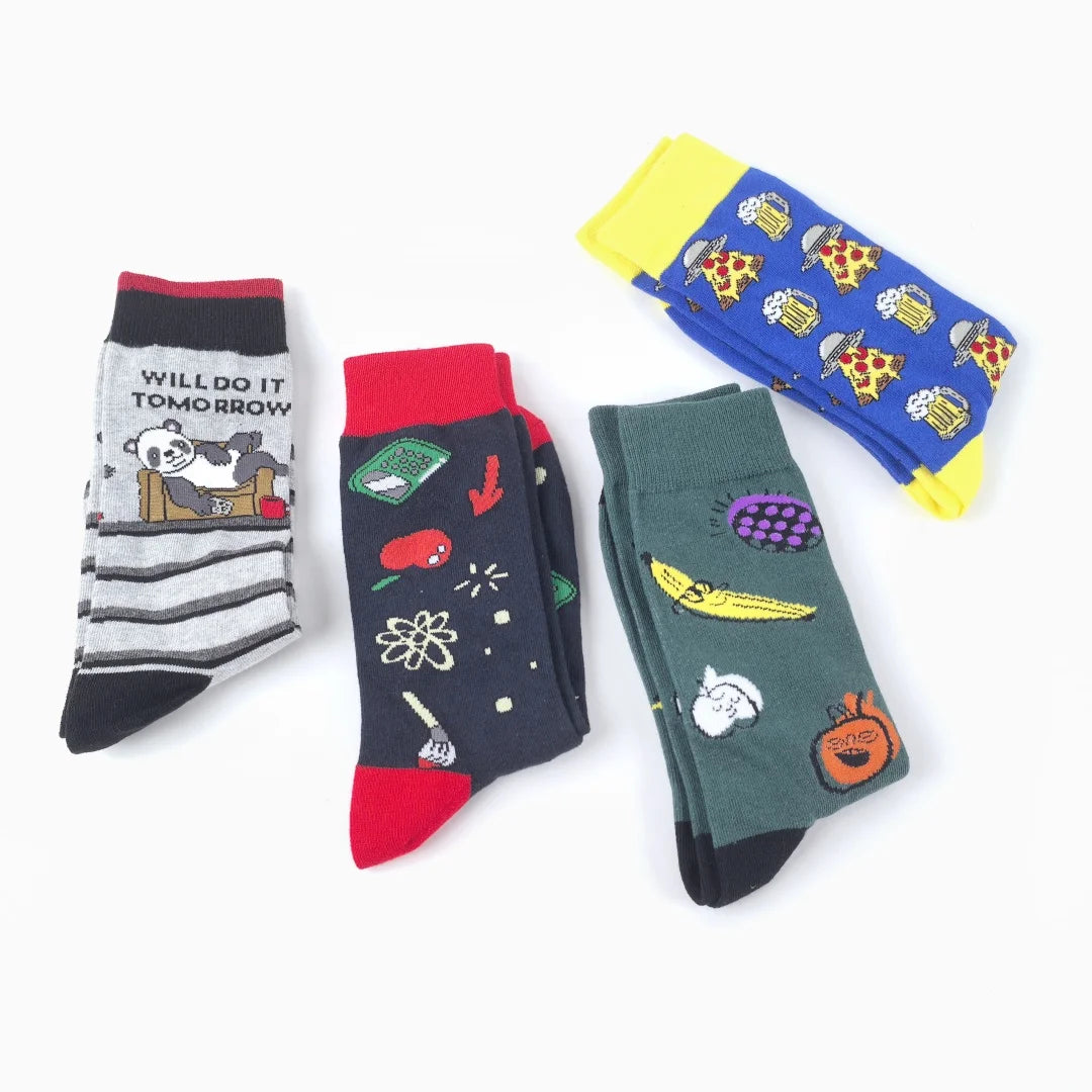 Polyester Elastane Printed Crew Socks for Men - 2