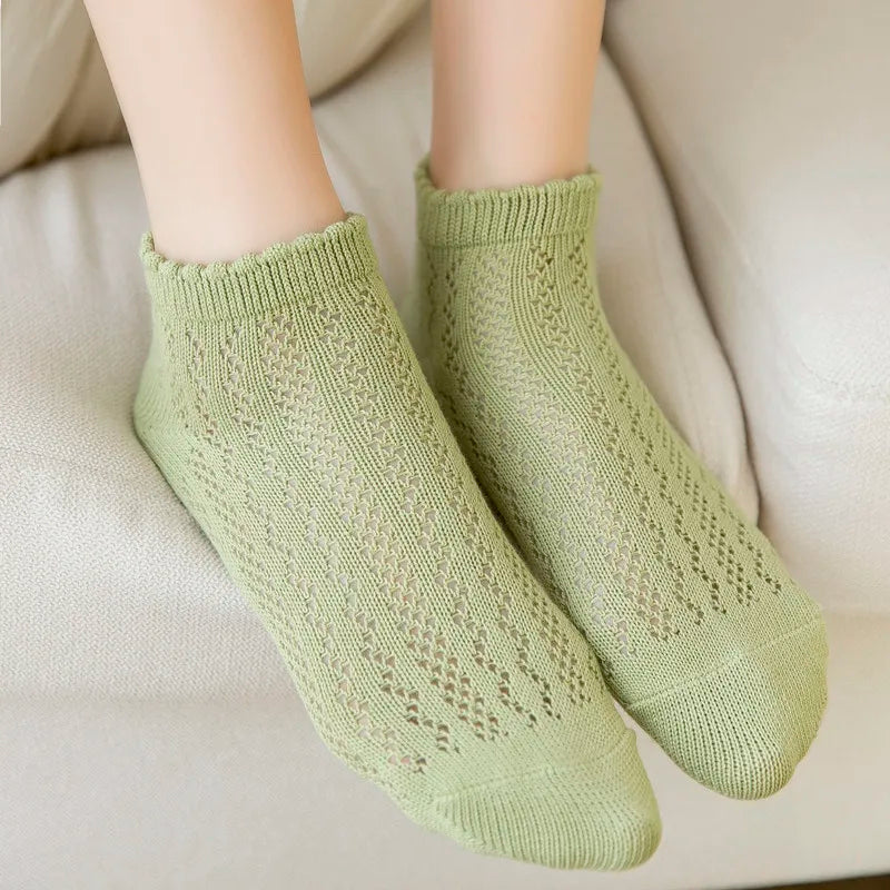 Cotton Polyester Mesh Ankle Socks for Women