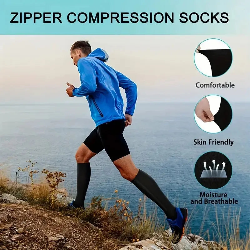 Nylon Elastane Zipper Compression Socks - 5