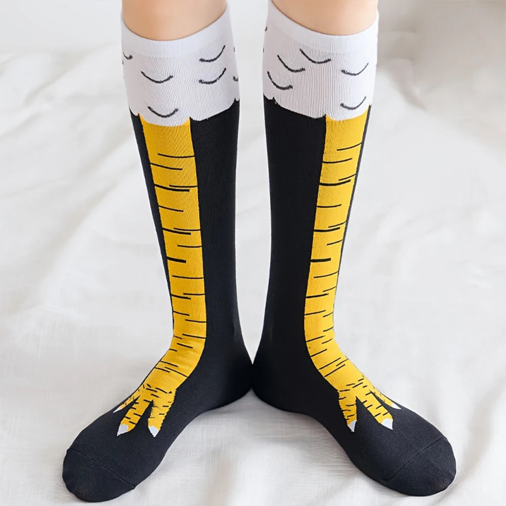 Polyester Spandex Knee High Chicken Claw Novelty Socks