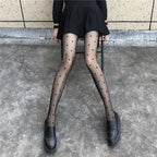 Nylon Polyester Heart Print Tights for Women