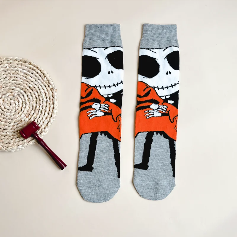 Halloween Skull Print Unisex Knit Mid Calf Socks
