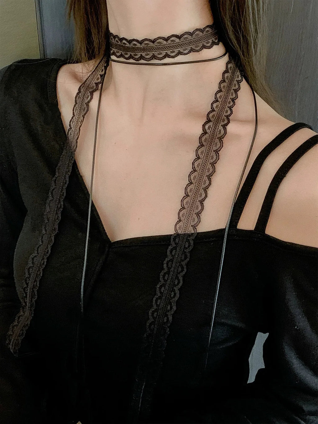 Lace Ribbon Bowknot Choker Necklace