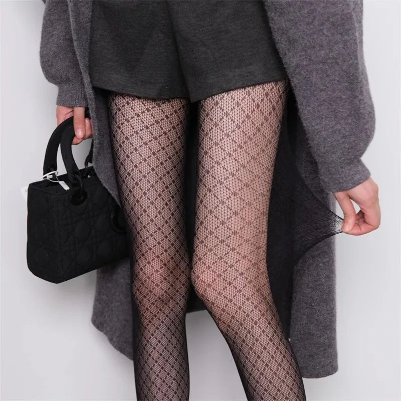 Geometric Pattern Nylon Mesh Pantyhose - 4