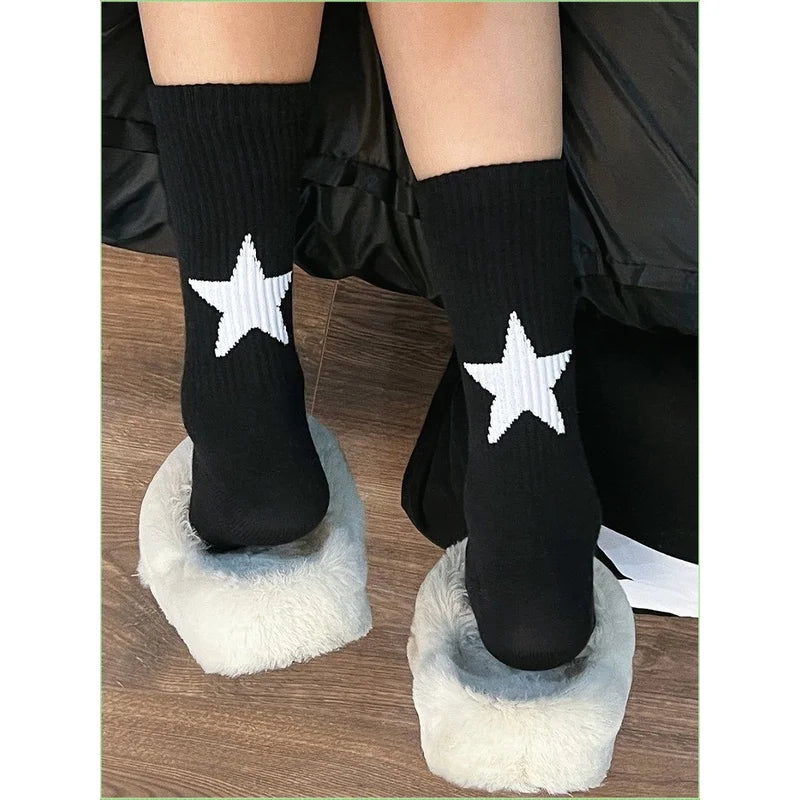 Cotton Star Pattern Mid Tube Socks