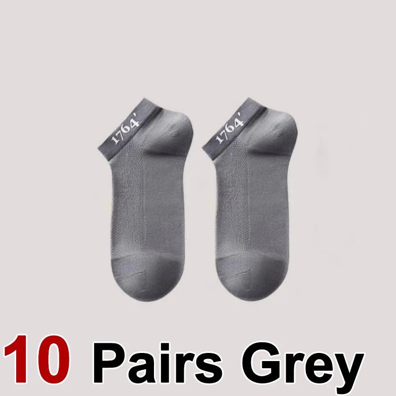 10 Pairs Mens Polyester Elastane Breathable Mesh Ankle Socks