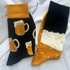 Cotton Blend Beer Pattern Crew Socks