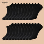 Polyester Elastane Low Cut Ankle Socks 20 Pair Pack