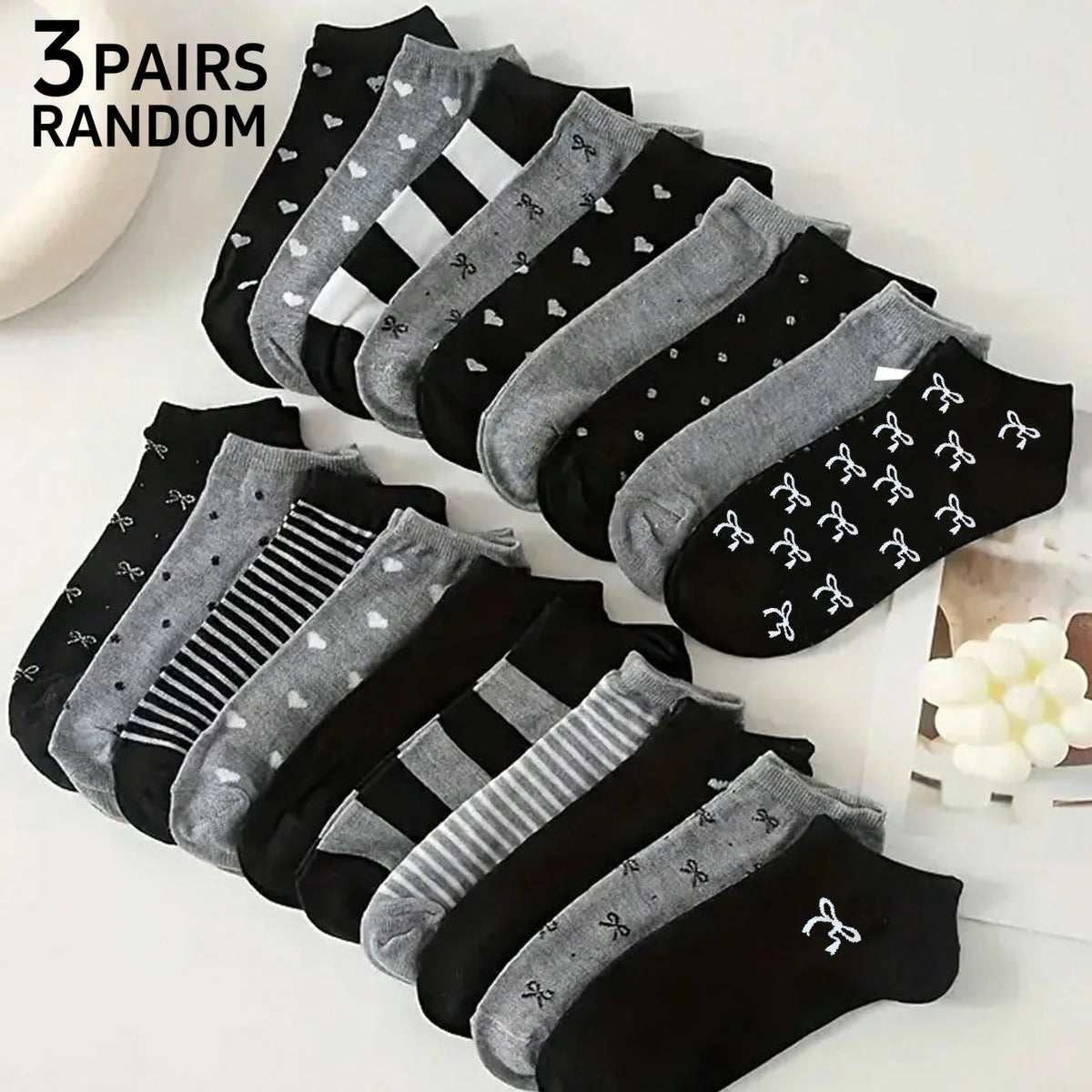 Polyester Elastane Low Cut Socks Multipack