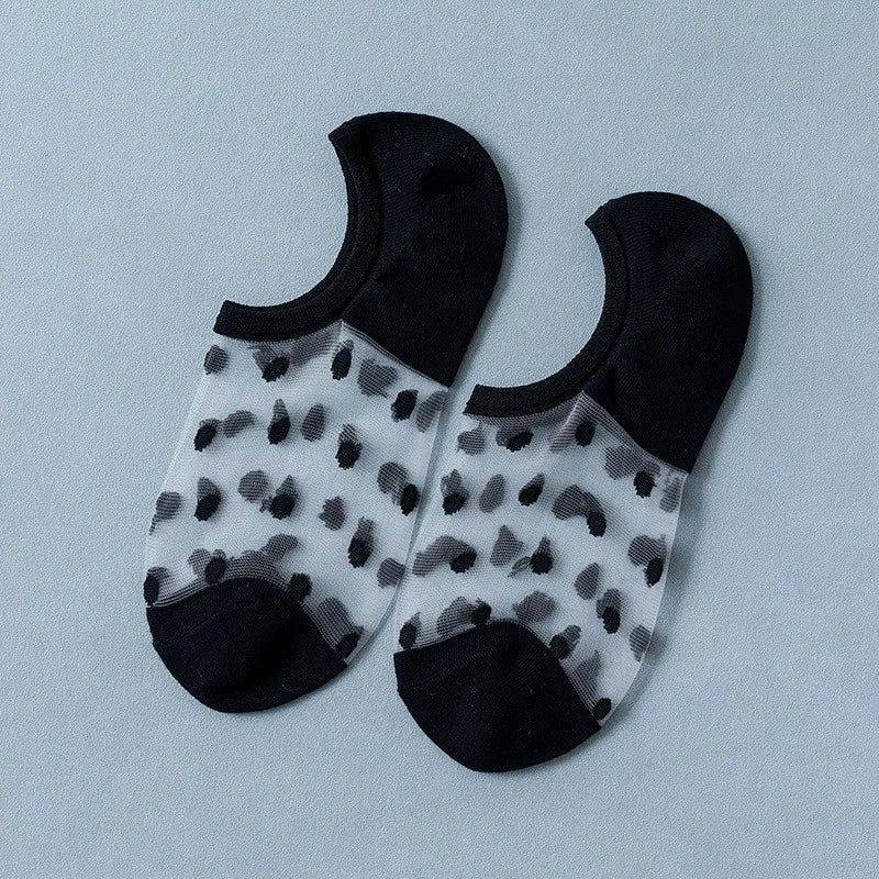 Polyester Elastane Polka Dot Invisible Low Cut Casual Socks - 13