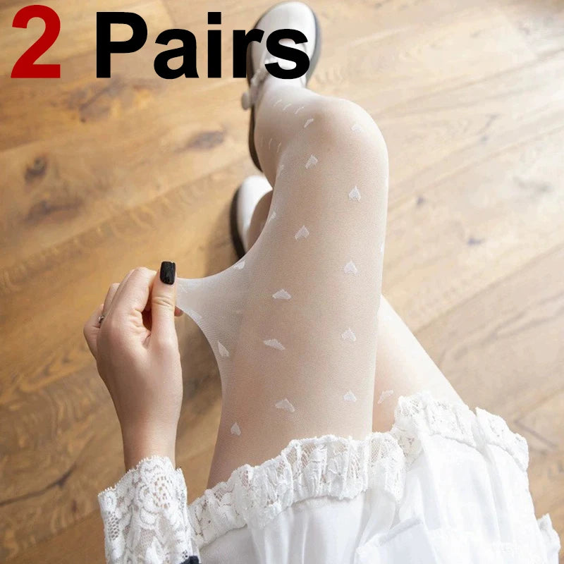 Nylon Heart Pattern Sheer Tights