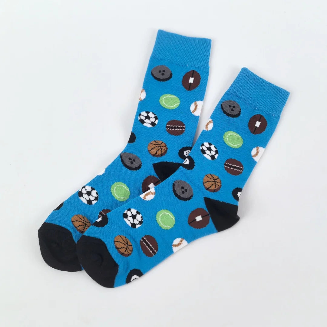 Polyester Blend Sports Pattern Mid Calf Socks