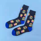 Cotton Blend Novelty Food Print Mid Calf Unisex Socks