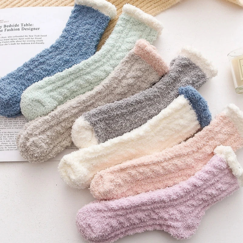 Polyester Elastane Fuzzy Warm Winter Socks for Women - 3