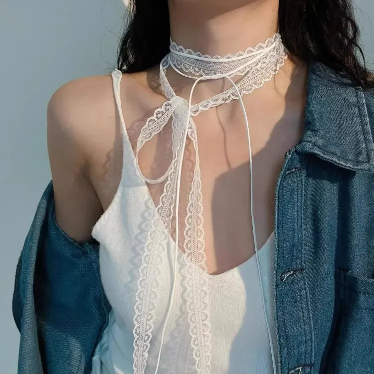 Lace Ribbon Bowknot Choker Necklace