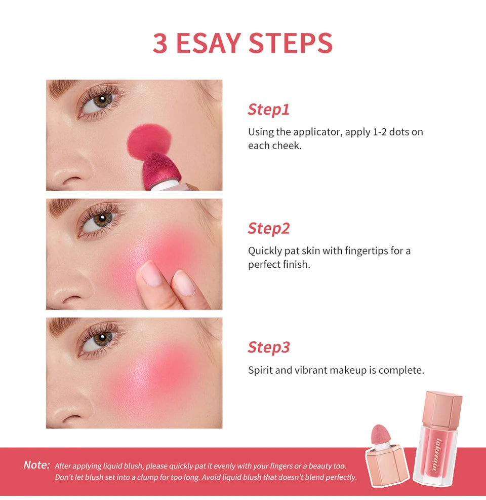 Waterproof Velvet Matte Liquid Blush with Mushroom Applicator - 14