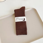 Cotton Blend Ribbed Crew Socks for Women