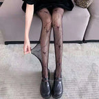 Floral Pattern Nylon Fishnet Pantyhose Tights