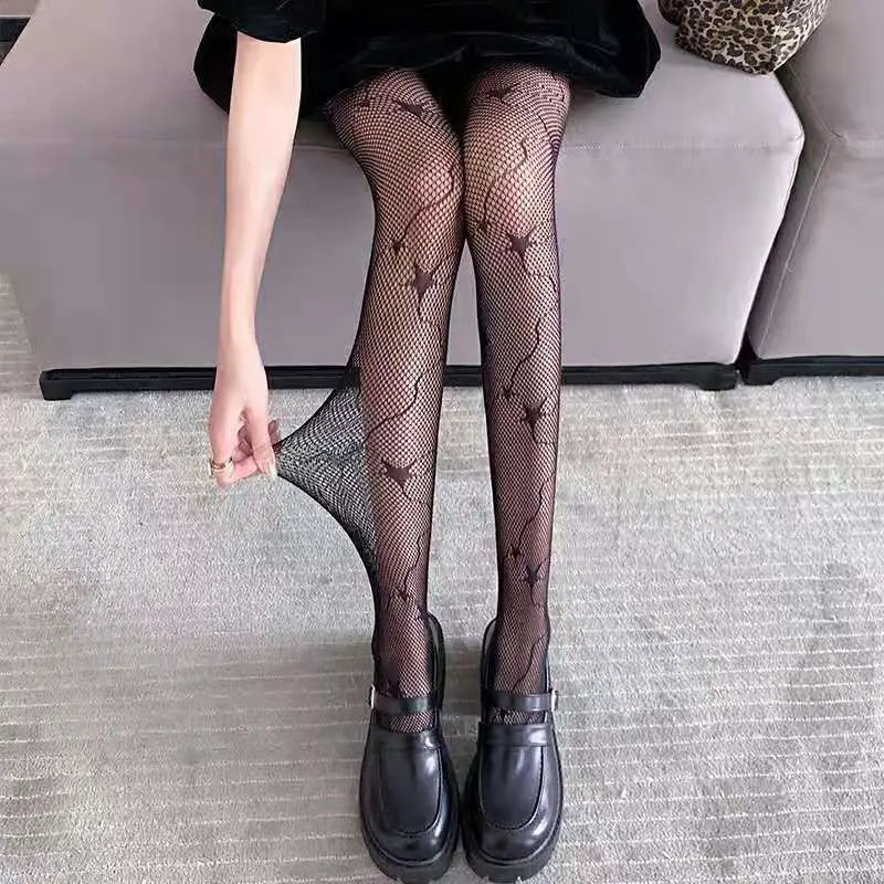 Nylon Geometric Patterned Pantyhose Tights