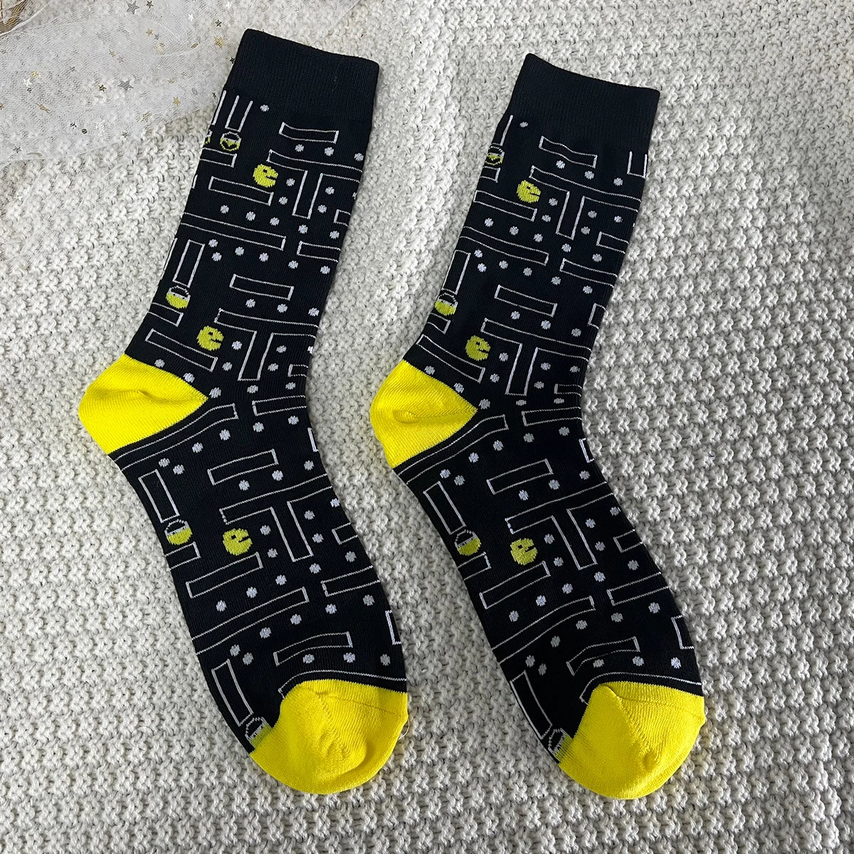 Cotton Blend Unisex Gaming Pattern Crew Socks - 1