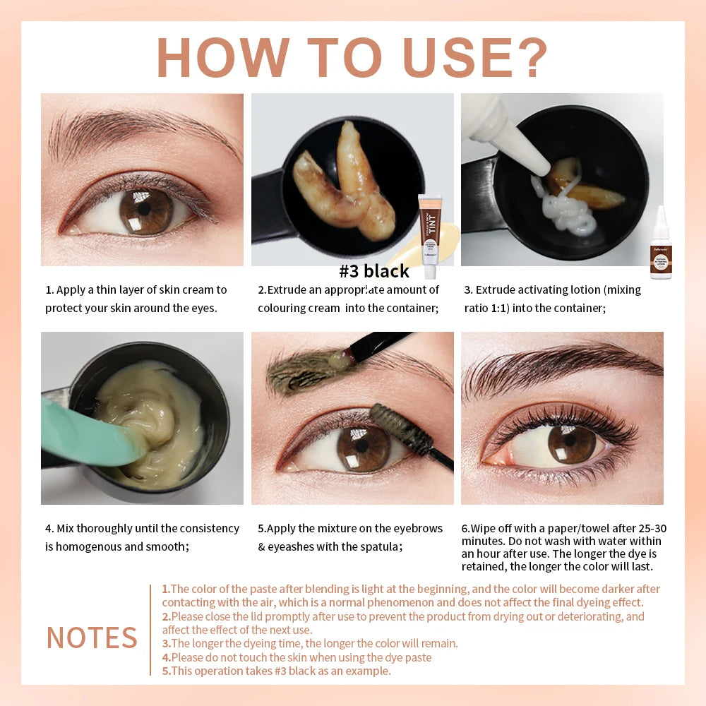 Eyelash and Eyebrow Tinting Kit Waterproof Cosmetic Dye - 6