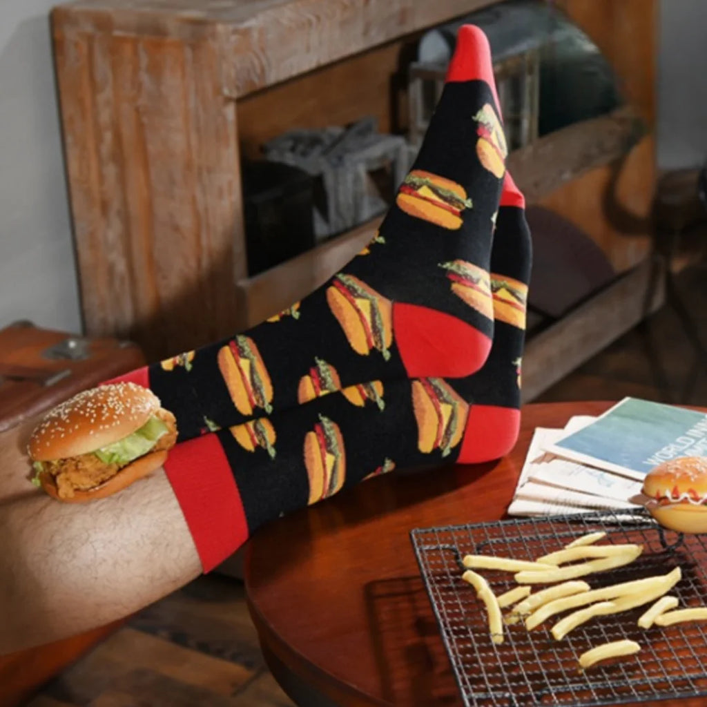 Cotton Blend Novelty Food Print Mid Calf Unisex Socks