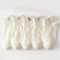 Polyester Elastane Teddy Bear Print Casual Ankle Socks for Women