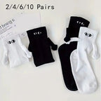 Magnetic Cartoon Eye Mid Tube Couple Socks