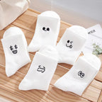 Polyester Blend Cartoon Expression Mid Tube Socks
