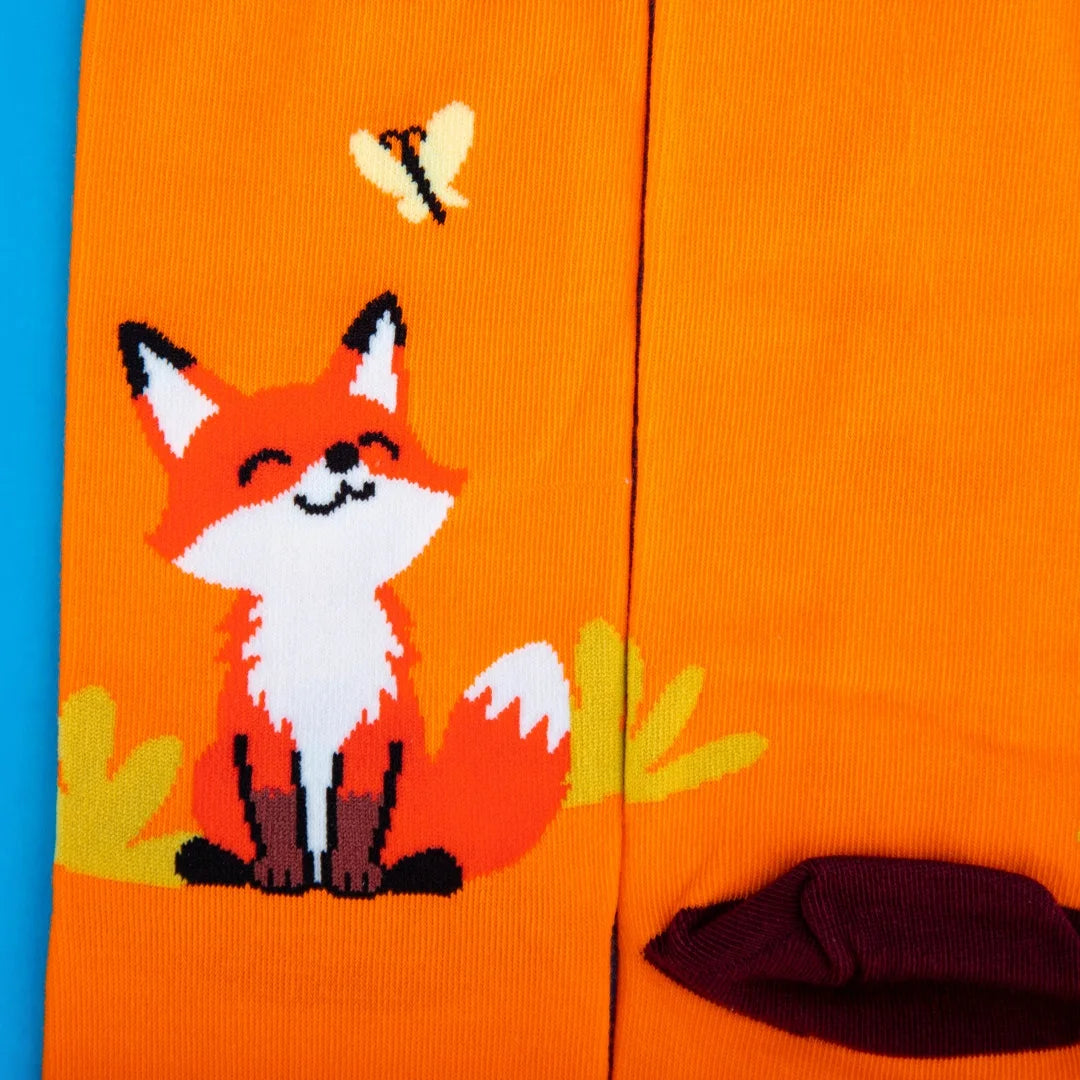 Cotton Blend Fox Pattern Middle Tube Socks