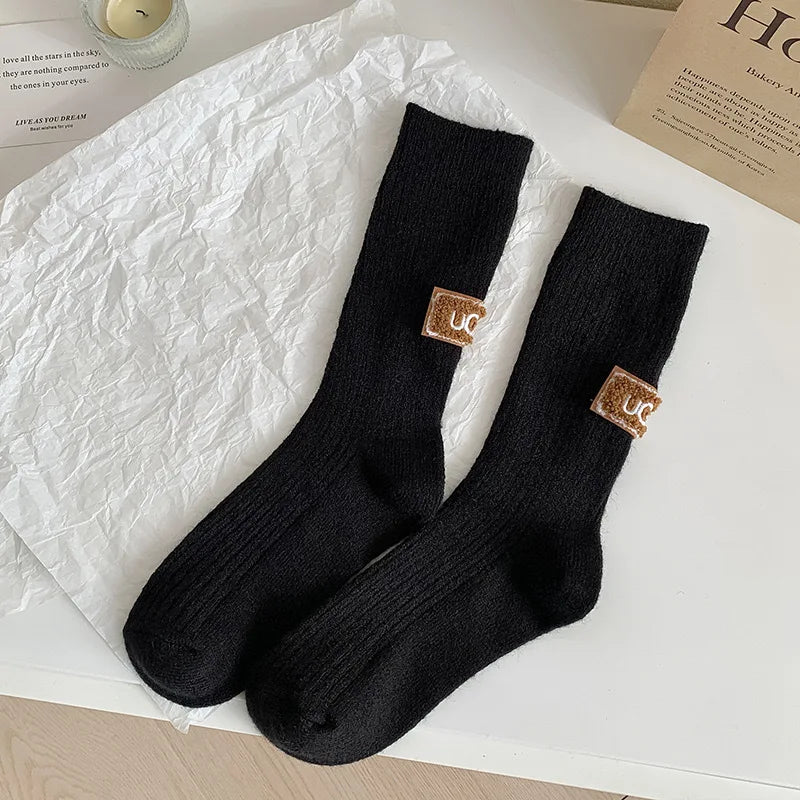 Thickened Polyester Mid Calf Knit Socks - 17
